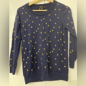 Merino wool navy sweater with starts